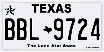 TX license plate BBL9724