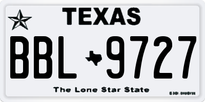 TX license plate BBL9727
