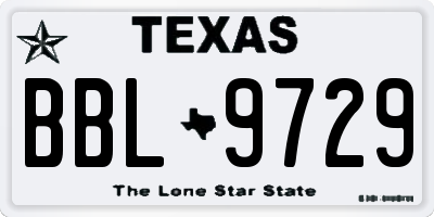 TX license plate BBL9729