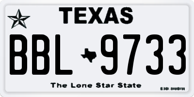 TX license plate BBL9733