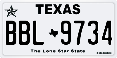 TX license plate BBL9734