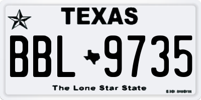 TX license plate BBL9735