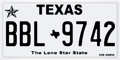 TX license plate BBL9742