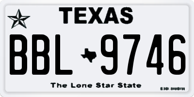 TX license plate BBL9746
