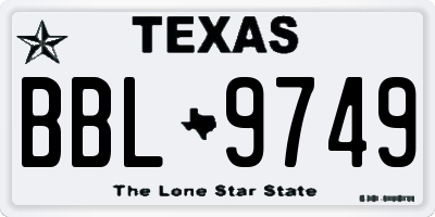 TX license plate BBL9749