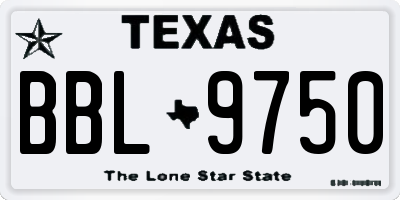 TX license plate BBL9750