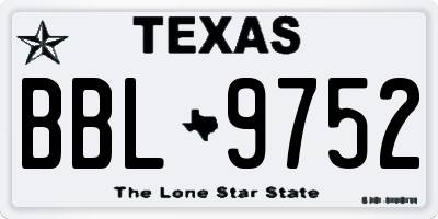 TX license plate BBL9752