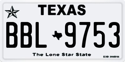 TX license plate BBL9753