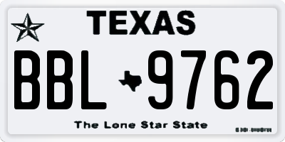 TX license plate BBL9762