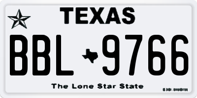TX license plate BBL9766
