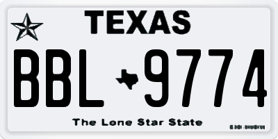 TX license plate BBL9774