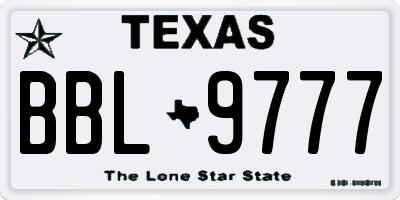 TX license plate BBL9777