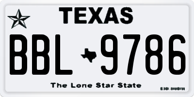 TX license plate BBL9786