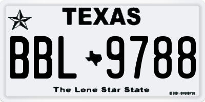TX license plate BBL9788