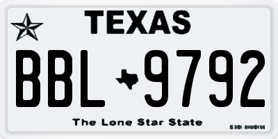 TX license plate BBL9792