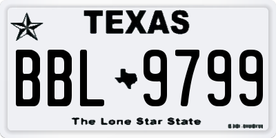 TX license plate BBL9799