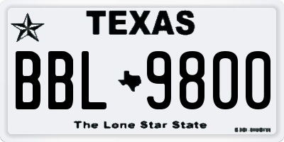 TX license plate BBL9800