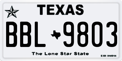 TX license plate BBL9803