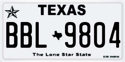 TX license plate BBL9804