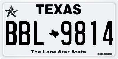 TX license plate BBL9814