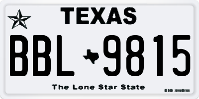 TX license plate BBL9815