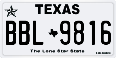 TX license plate BBL9816