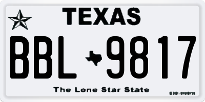 TX license plate BBL9817