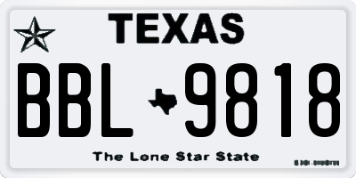 TX license plate BBL9818
