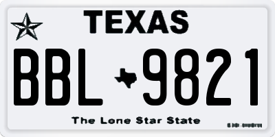 TX license plate BBL9821