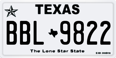 TX license plate BBL9822