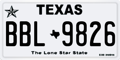 TX license plate BBL9826