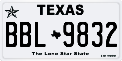 TX license plate BBL9832