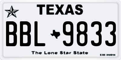 TX license plate BBL9833