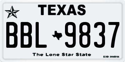 TX license plate BBL9837