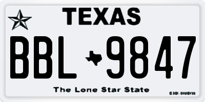 TX license plate BBL9847