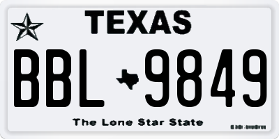 TX license plate BBL9849