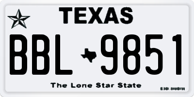 TX license plate BBL9851