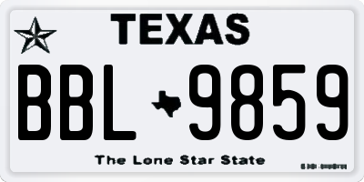 TX license plate BBL9859