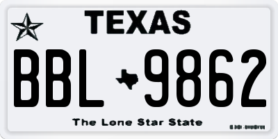 TX license plate BBL9862