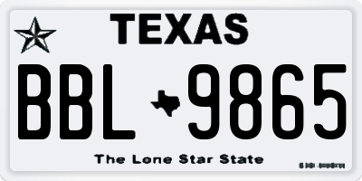 TX license plate BBL9865