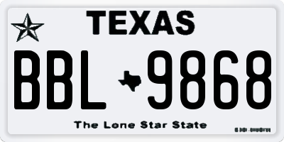 TX license plate BBL9868