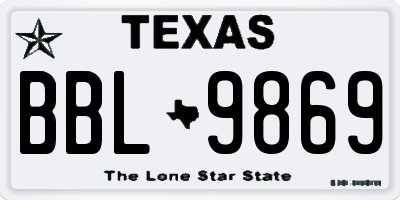 TX license plate BBL9869