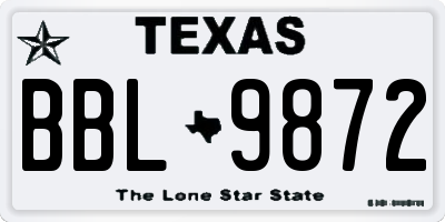 TX license plate BBL9872