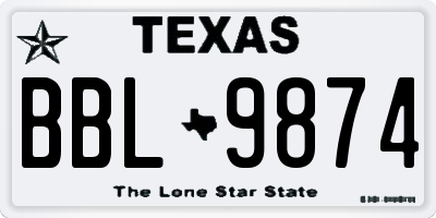 TX license plate BBL9874