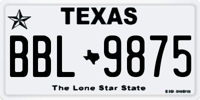 TX license plate BBL9875