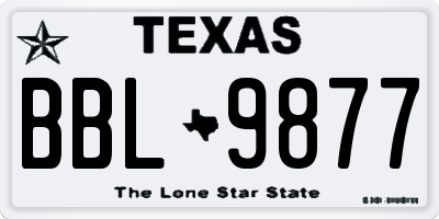 TX license plate BBL9877