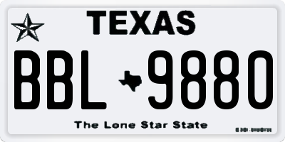 TX license plate BBL9880