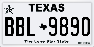TX license plate BBL9890