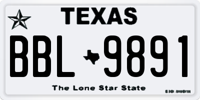 TX license plate BBL9891