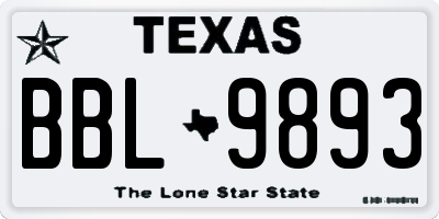 TX license plate BBL9893